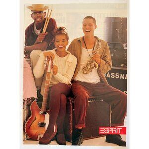 Vintage 1995 Esprit Band Girl with Guitar Saxophone Advertisement Print Ad